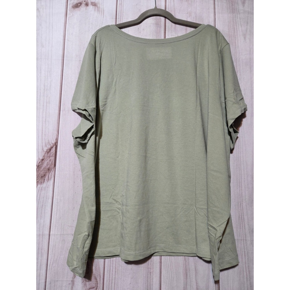 Ava & Viv Womens 4X Sage Green V-Neck Short Sleeve T-Shirt Cotton Blend NWT - Picture 2 of 7